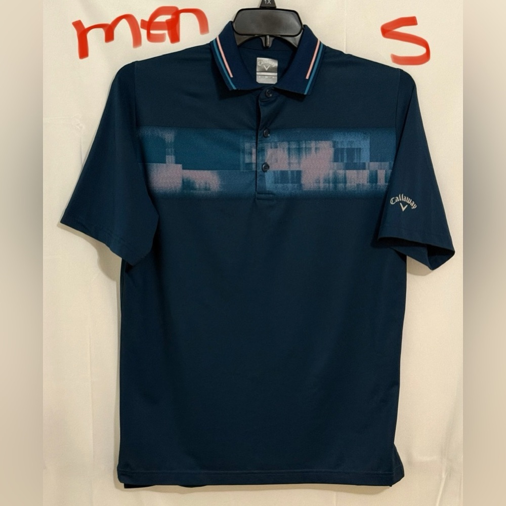 Callaway Blue Polo Shirt with Geometric Design